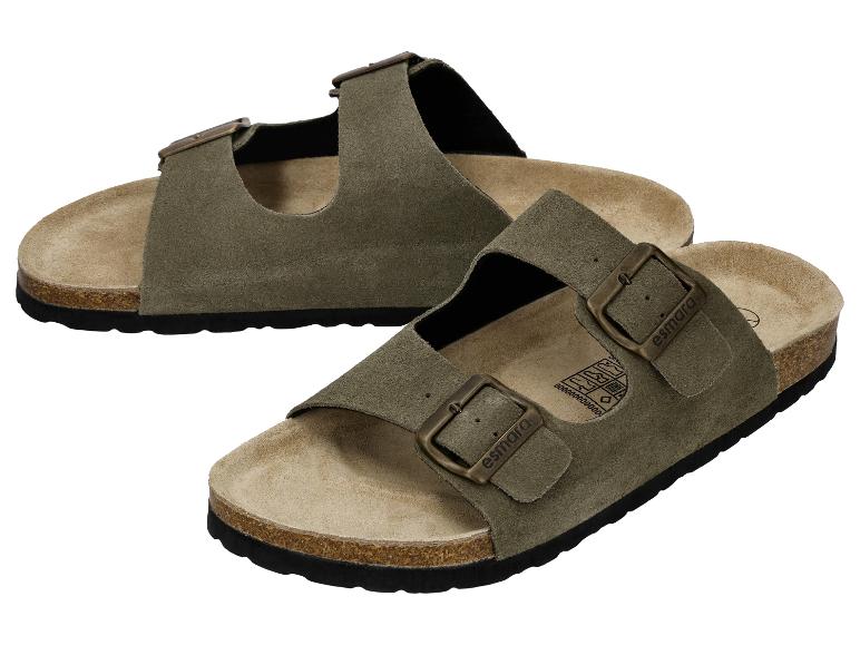 Dames sandalen met twee bandjes in kaki met gespen