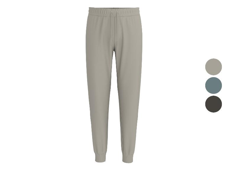 Grijze joggingbroek voor heren met elastische tailleband en trekkoord, getoond met kleuropties.