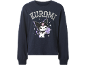 Donkerblauwe longsleeve sweatshirt met cartoonprint en de tekst 'KUROMI'.