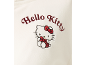 Witte top met geborduurde tekst 'Hello Kitty' en een zittend Hello Kitty-personage.