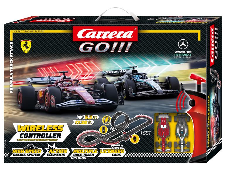 Carrera GO!!! Formula Track Attack racebaan met draadloze controllers.