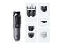Haar- en baardtrimmer met diverse opzetstukken en kammen voor lichaam en details.