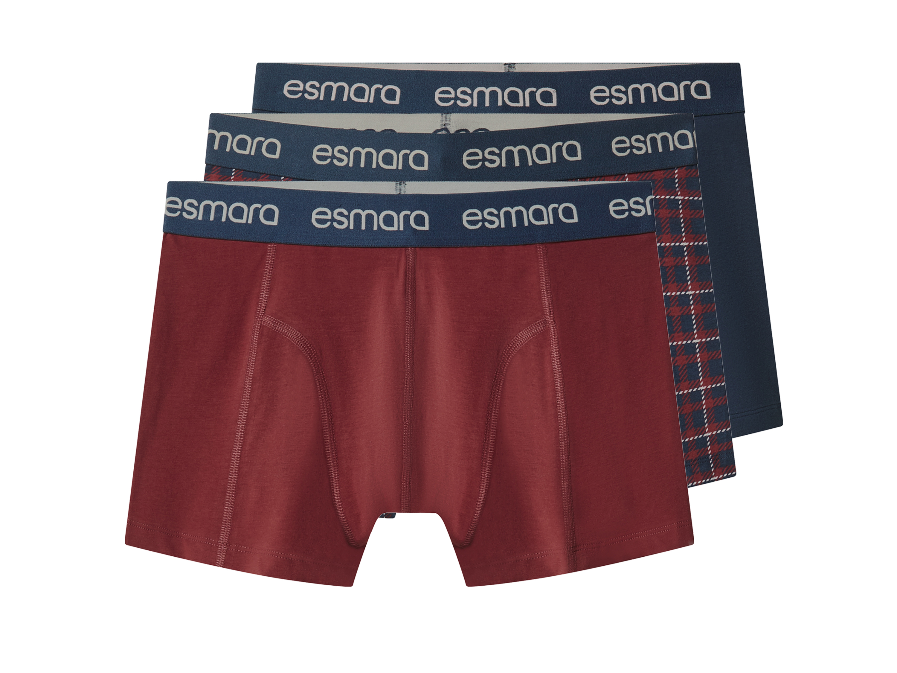 esmara Men 3 Heren boxers (Donkerblauw/rood, S)