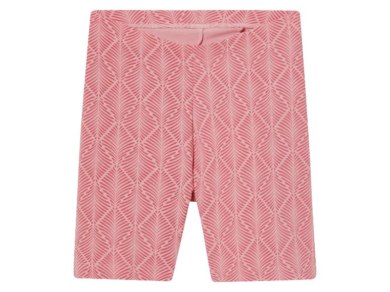 Roze shorts met een gestileerd bladmotief.