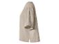 Beige getextureerde top met korte mouwen en relaxte pasvorm, zijaanzicht.