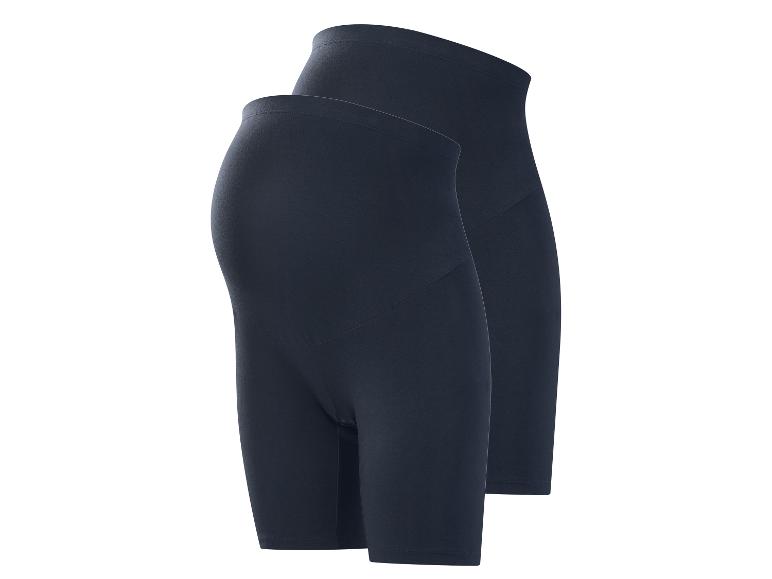 Twee donkerblauwe zwangerschapsfietsbroeken