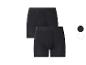 Set van twee zwarte herenboxershorts, met een zwarte en een witte cirkel rechts.