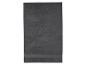 Donkergrijze opgevouwen badhanddoek met een decoratieve band aan de onderkant