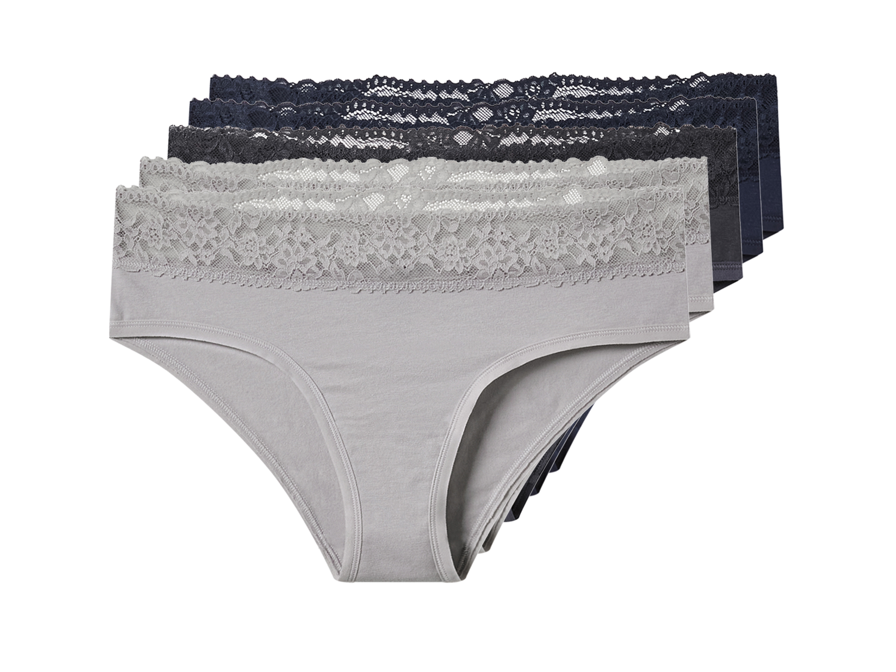 esmara Set van 5 dames onderbroeken (Donkerblauw/grijs, L (44/46))