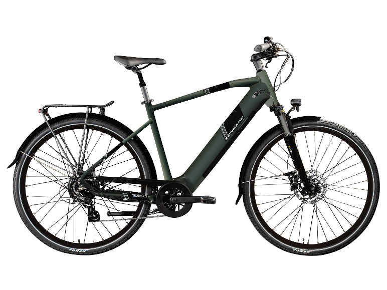 Een donkergroene Zündapp Z810 elektrische fiets.