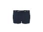 Donkerblauwe boxershort met witte elastische tailleband.