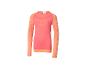 Een sportshirt met lange mouwen in koraal en oranje met getextureerde patronen.