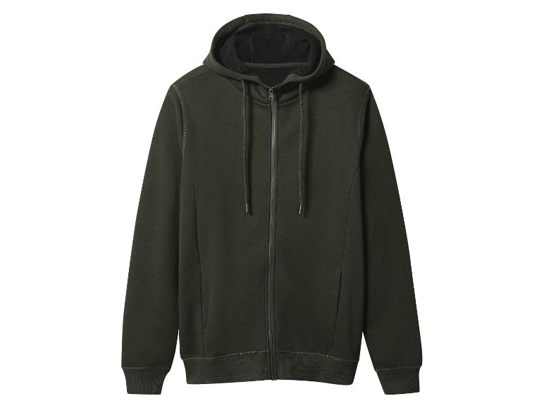 Donkergroene hoodie met rits en gevoerde capuchon