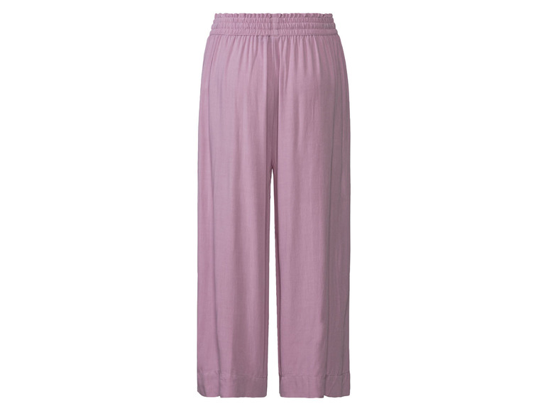 Lila broek met elastische tailleband.