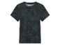 Kort mouw T-shirt met tropische print in groen en donkerblauw.