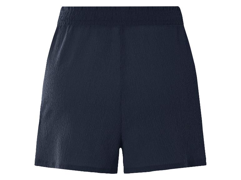 Donkerblauwe shorts van stof.