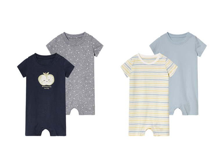 lupilu Baby jongens pyjama kort (74-80, Wit-blauw)