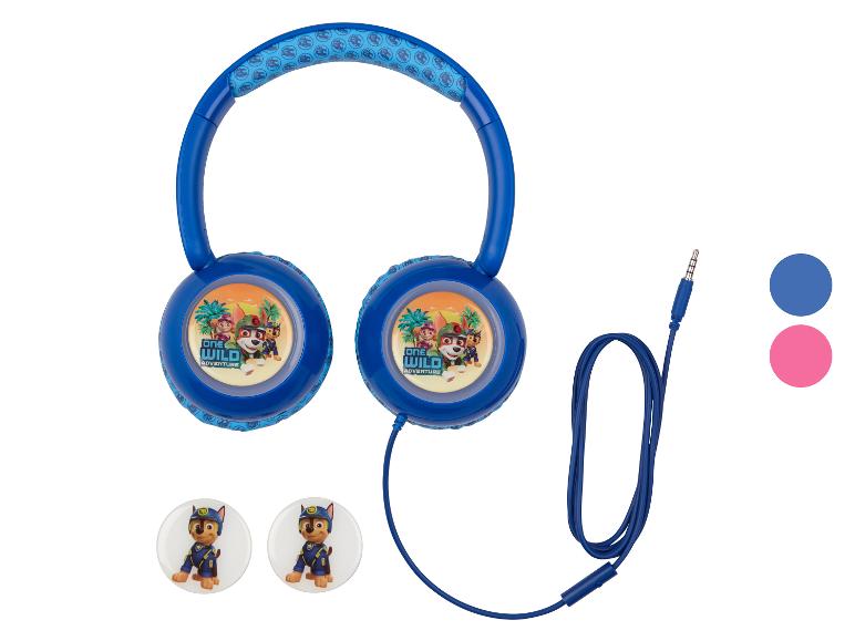 Paw Patrol blauwe hoofdtelefoon met twee stickers.