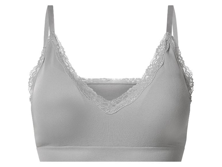 Lichtgrijze geribbelde bralette met delicate kanten afwerking