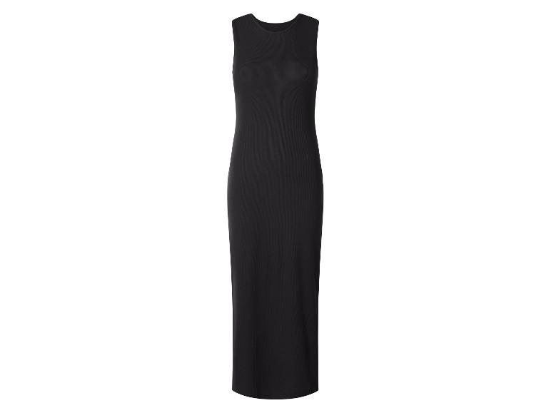 Zwarte geribbelde mouwloze maxi-jurk