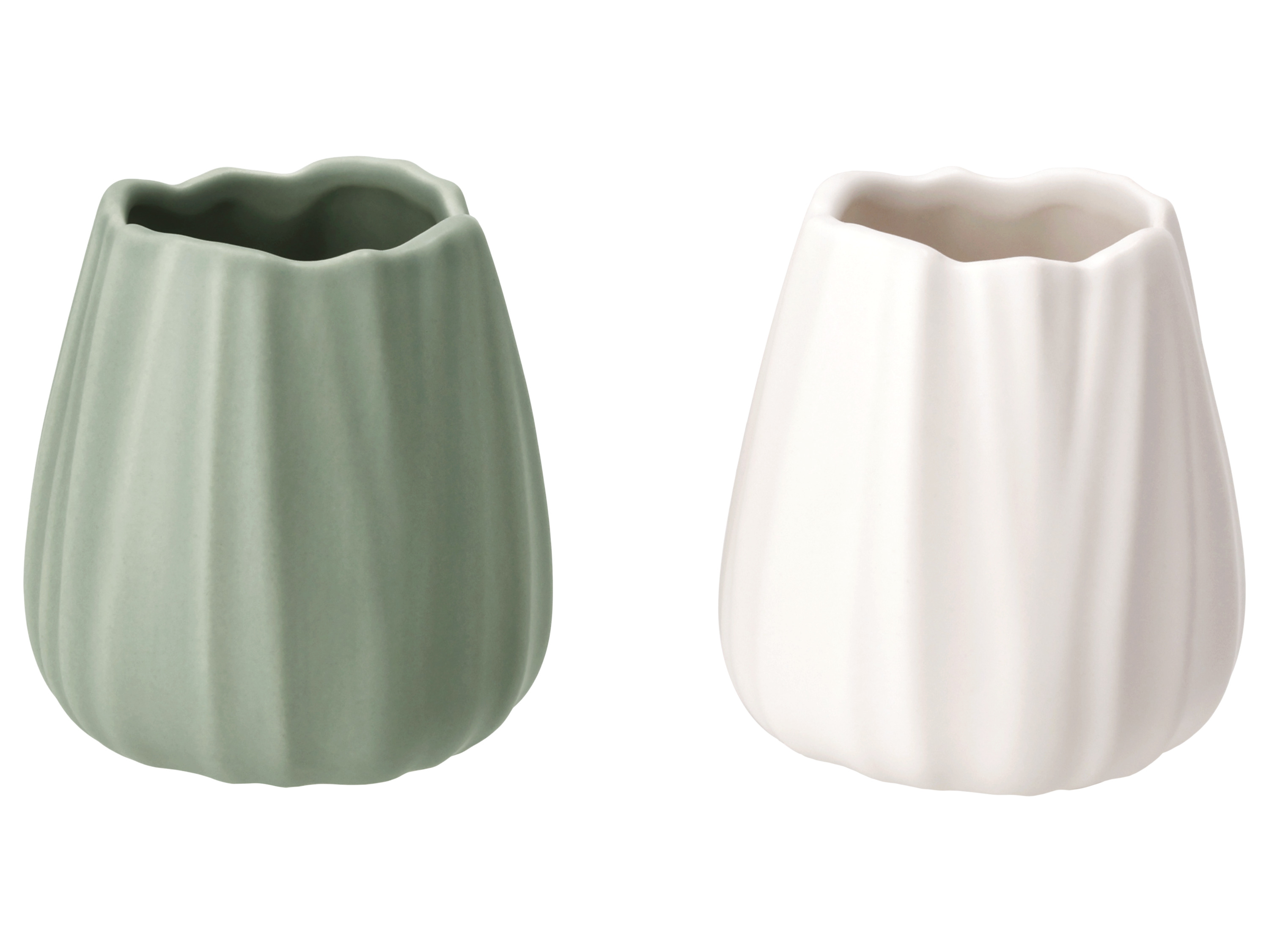 LIVARNO Set van 2 vazen (Groen/wit)