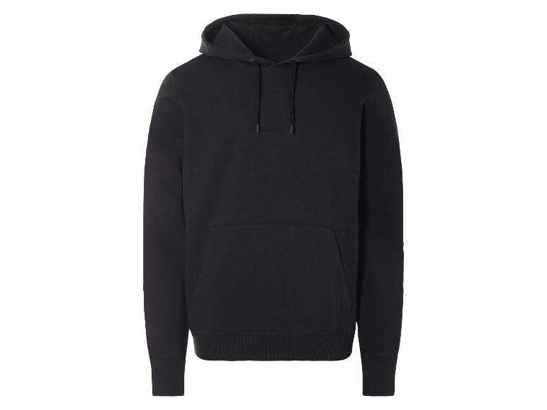Een zwarte hoodie met capuchon.