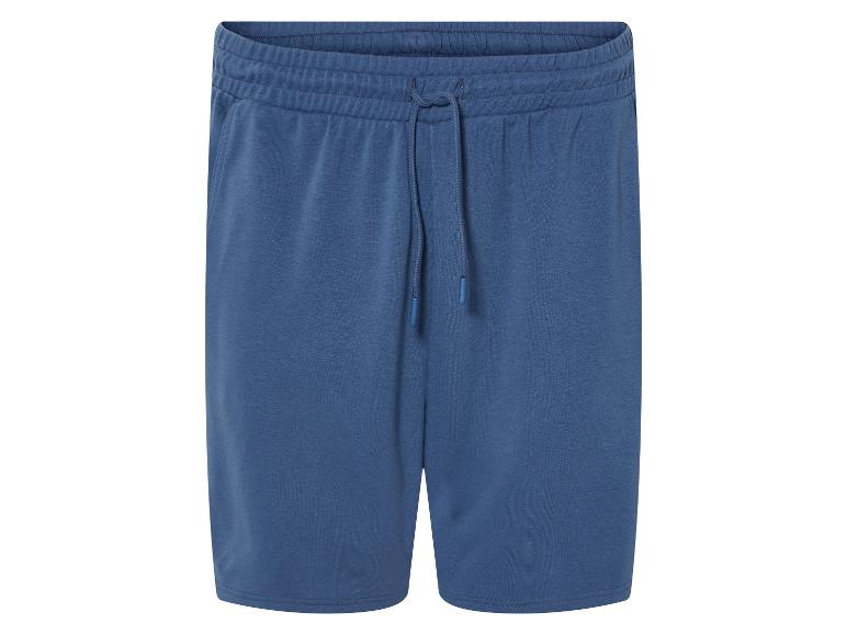 Donkerblauwe jogging shorts met trekkoord.