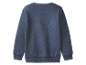 Donkerblauwe sweater voor kinderen, achterkant.