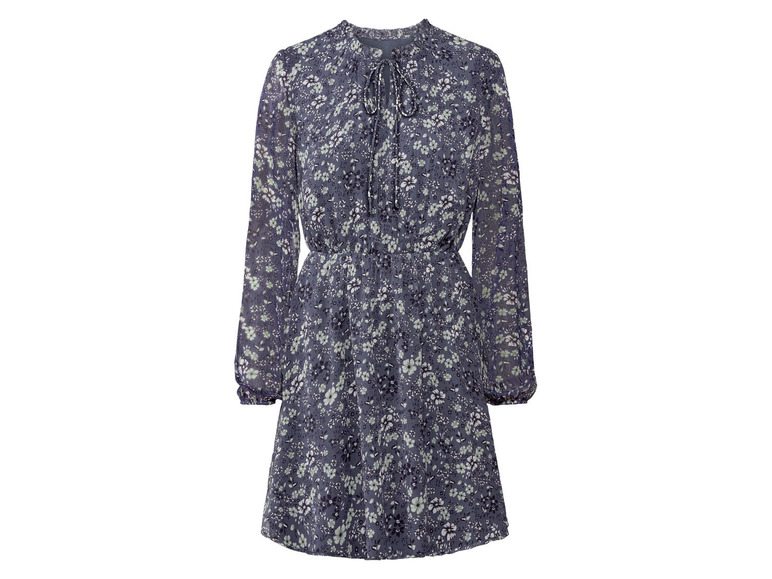 Een blauwe jurk met bloemenprint