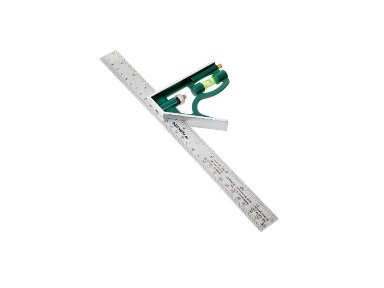 Parkside winkelhaak met waterpas en liniaal.