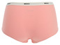 Een roze onderbroek met een wit elastiek met de tekst 'MCXX'.