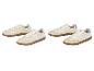 Twee paar witte sneakers met veters.