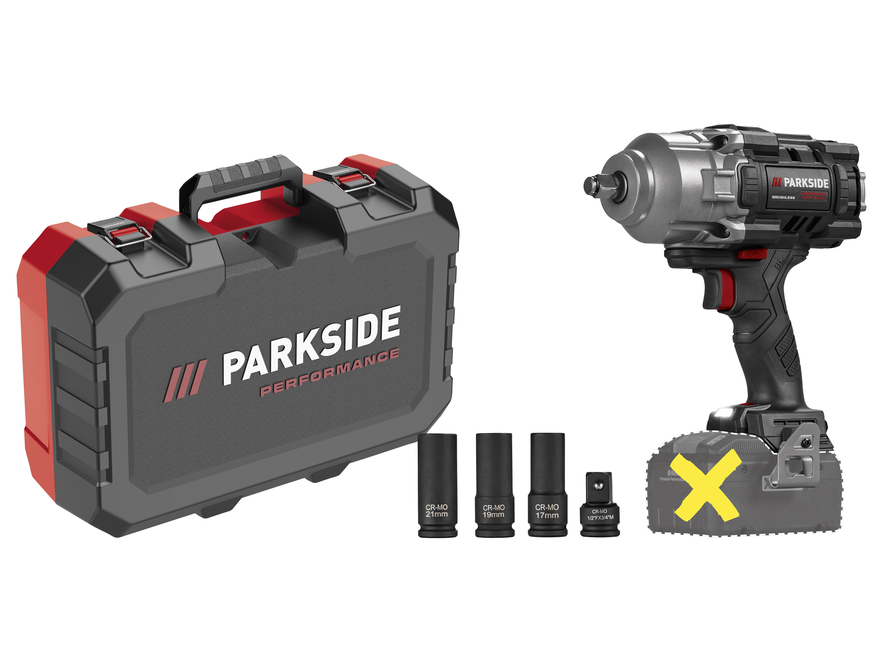 PARKSIDE PERFORMANCE Accu-slagmoersleutel 1/2" 20 V 1356 Nm, zonder accu en lader