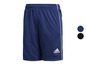 Blauwe Adidas trainingsbroek met witte details.