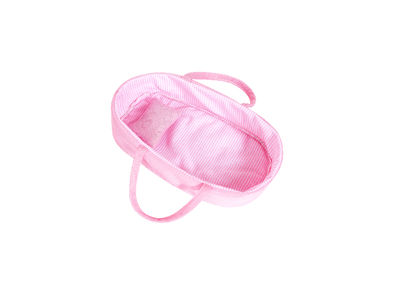 Roze gestreepte poppenreiswieg uit de Cozy Set van BAYER DESIGN.