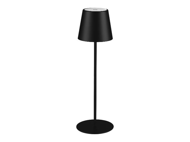 Moderne, zwarte staande lamp met een minimalistisch ontwerp.