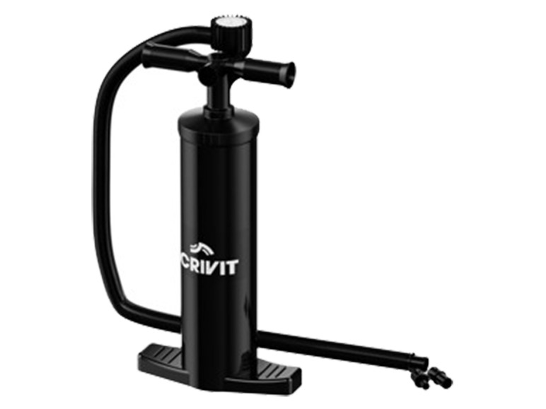 Een zwarte voetpomp van Crivit, geschikt voor opblaasbare artikelen.