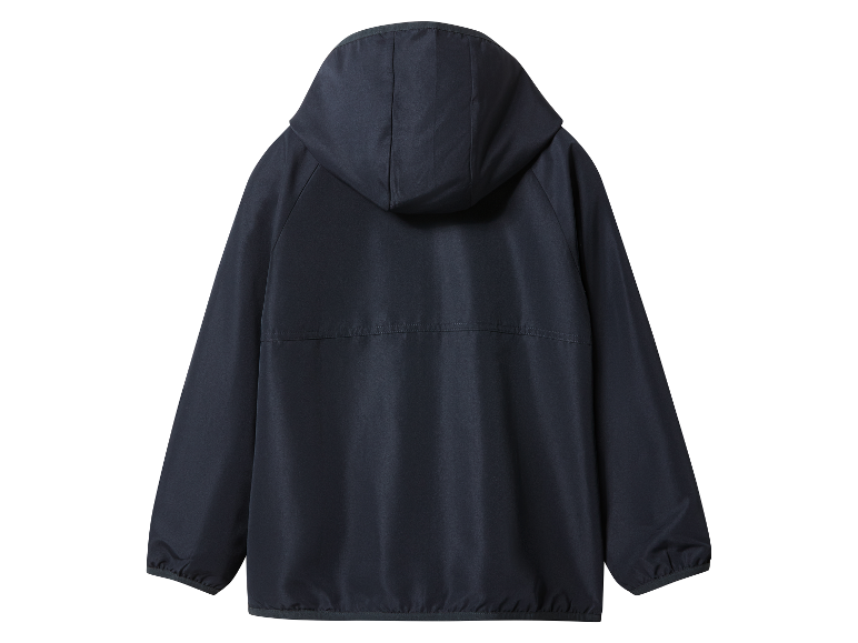Donkerblauw kinder windjack met capuchon.