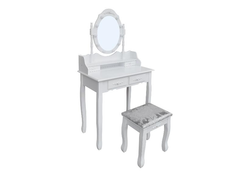 Witte kaptafel met spiegel en krukje