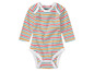 Baby onesie met lange mouwen in gestreepte print.