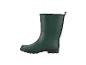 Groene rubberen laars met zwarte zool op een witte achtergrond.
