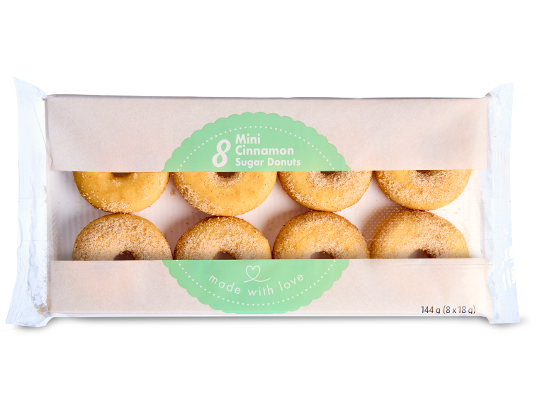 Verpakking van 8 mini kaneelsuiker donuts