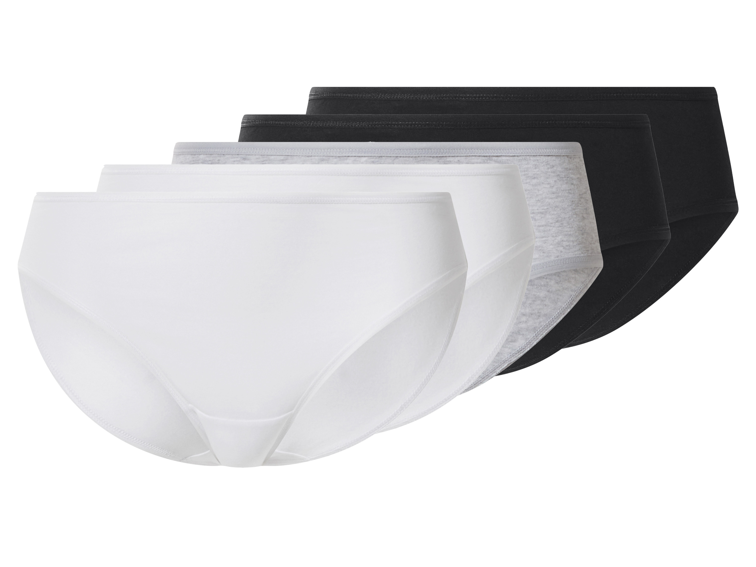 esmara Set van 5 dames hipsters (Zwart/grijs/wit, S (36-38))