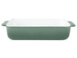 Groene ovenschaal met witte binnenkant