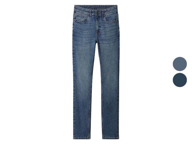 Blauwe denim jeans met twee kleuropties.