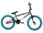 Grijze Rude BMX-fiets met blauwe banden en accenten.
