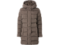 Bruine gewatteerde winterjas met capuchon.