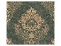 Groen behang met een beige damastpatroon en textuur.