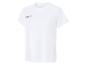 Wit sport-T-shirt met korte mouwen en een klein zwart logo op de borst.