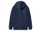 Achterkant van een donkerblauwe hoodie
